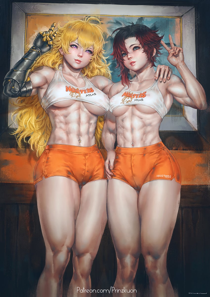 ruby rose and yang xiao long (rwby and 1 more) drawn by kuon_(kwonchanji)