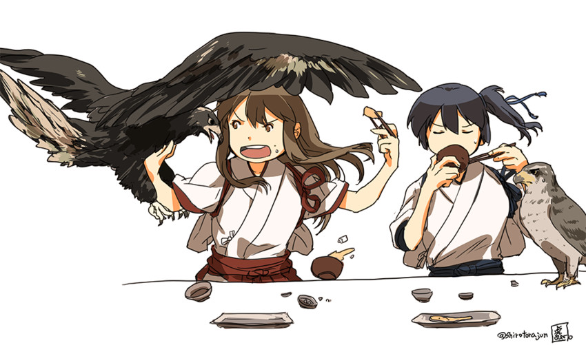 kaga and akagi (kantai collection) drawn by tora_jun