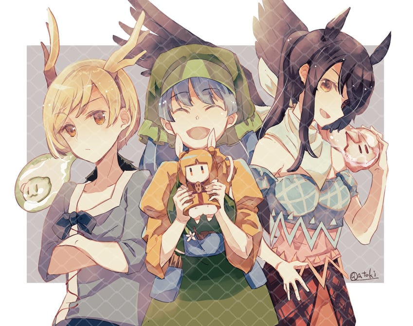 kicchou yachie, kurokoma saki, haniyasushin keiki, joutouguu mayumi, otter spirit, and 1 more (touhou) drawn by atoki