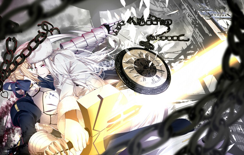 artoria pendragon, saber, and irisviel von einzbern (fate and 1 more) drawn by hullabaloo