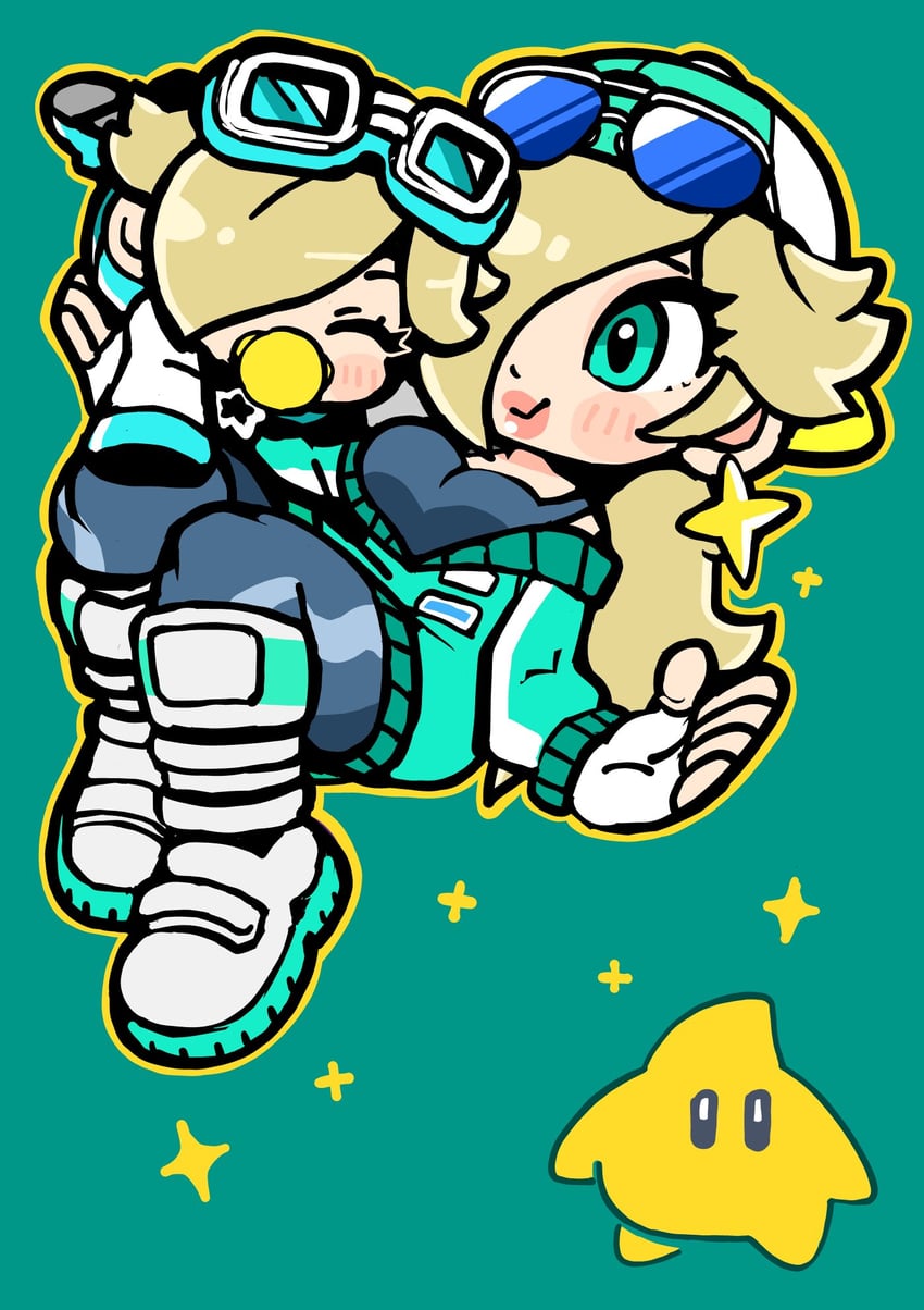 rosalina, luma, and baby rosalina (mario and 2 more) drawn by bkub