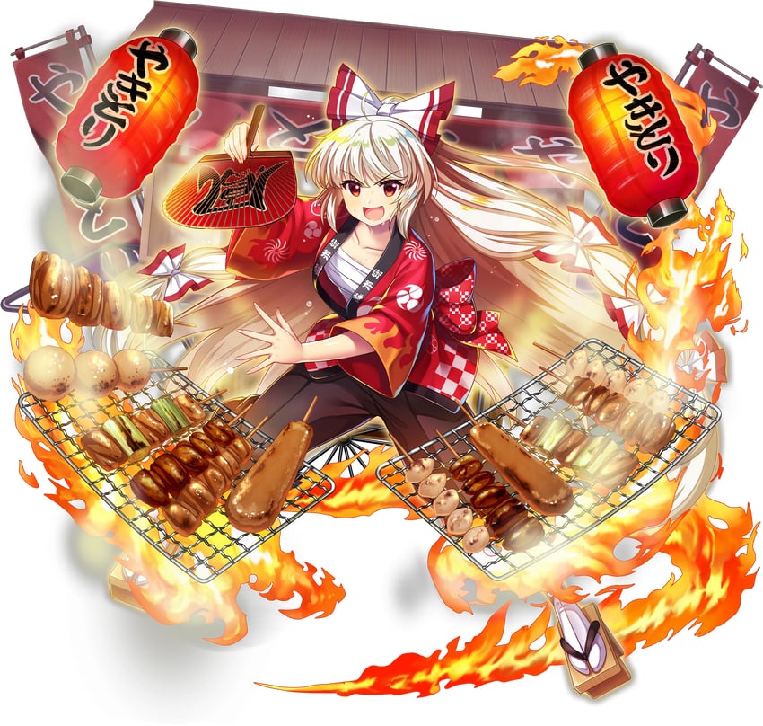 fujiwara no mokou (touhou and 1 more) drawn by rotte_(1109)