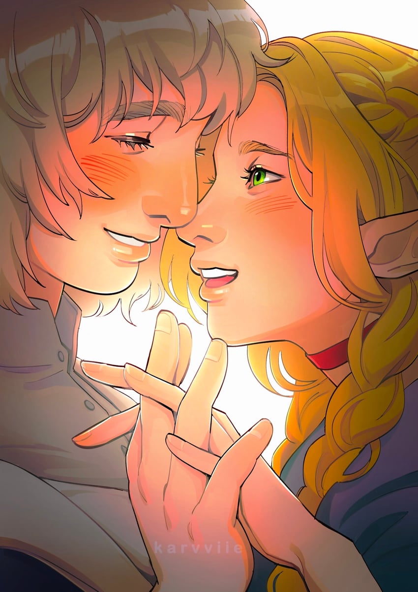 marcille donato and falin touden (dungeon meshi) drawn by karvviie