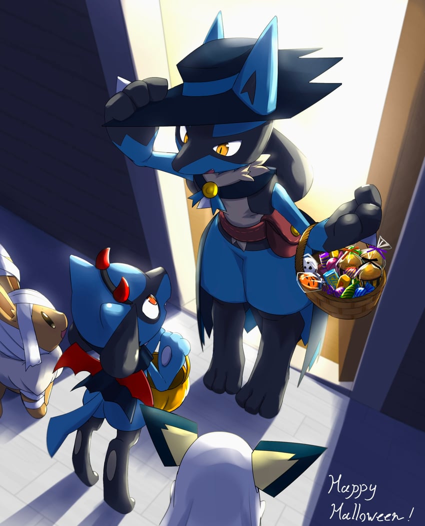 eevee, lucario, and pichu (pokemon and 1 more) drawn by niku1441
