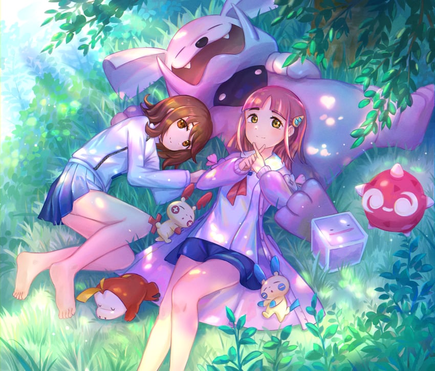 juliana, fuecoco, ditto, lacey, minun, and 4 more (pokemon and 1 more) drawn by kutsunohito