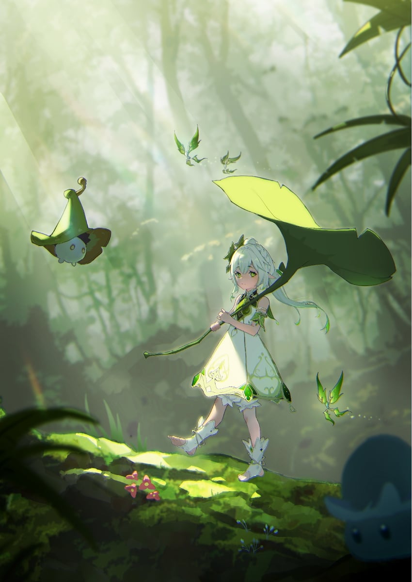 nahida, crystalfly, and fungi (genshin impact) drawn by dream_of_pears