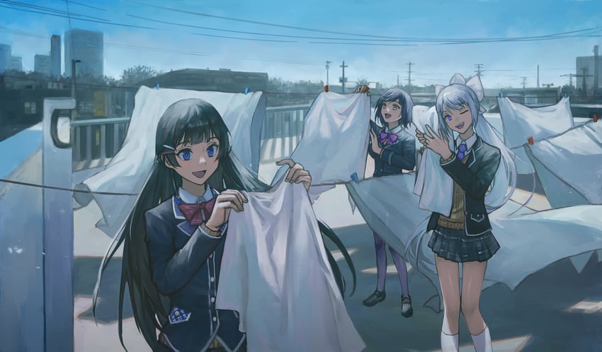 tsukino mito, higuchi kaede, and shizuka rin (nijisanji) drawn by imageprogram_(kent)