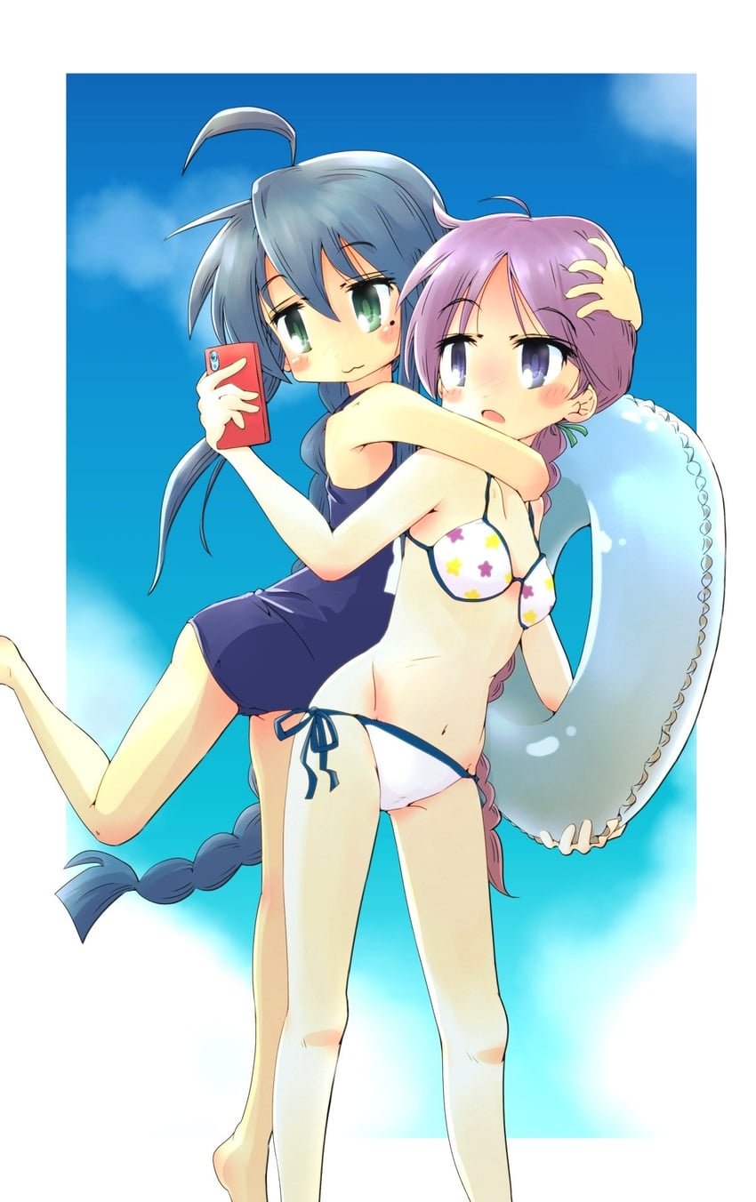 hiiragi kagami and izumi konata (lucky star) drawn by nirata_masoba