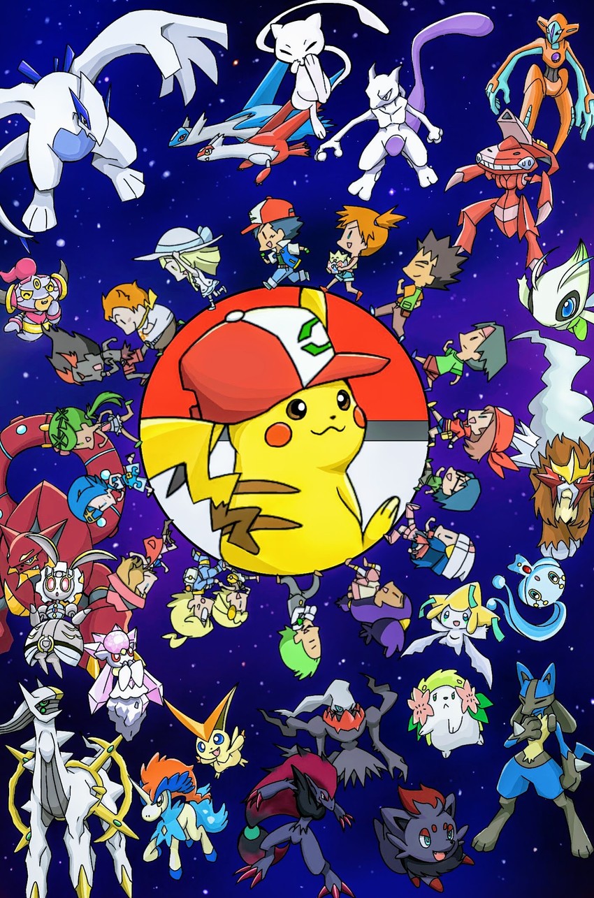 pikachu, dawn, lillie, may, ash ketchum, and 37 more (pokemon and 25 more) drawn by ayo_(ayosanri009)