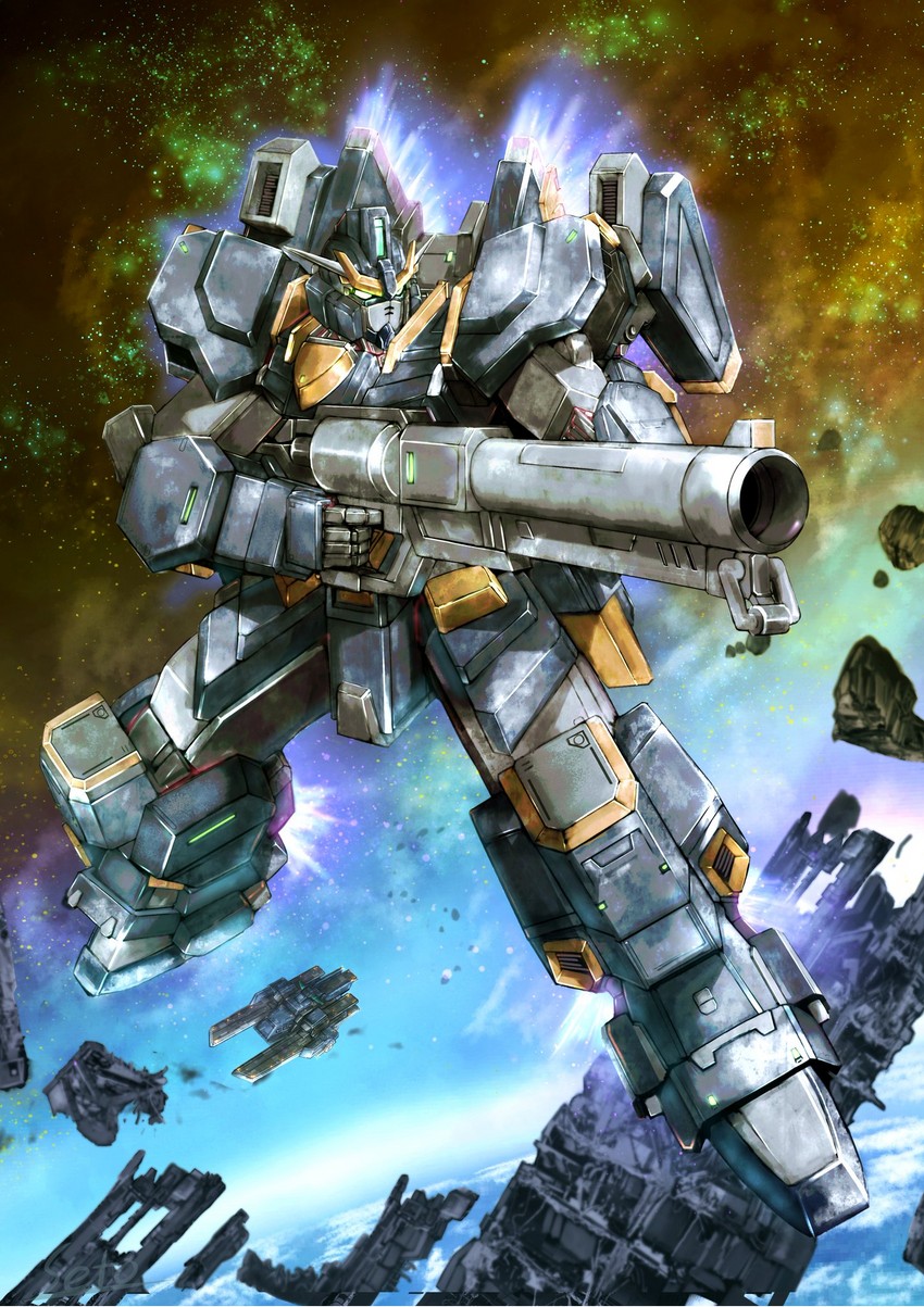 rx-78-2 gundam and white base (original and 1 more) drawn by seto_(atsushi533822)