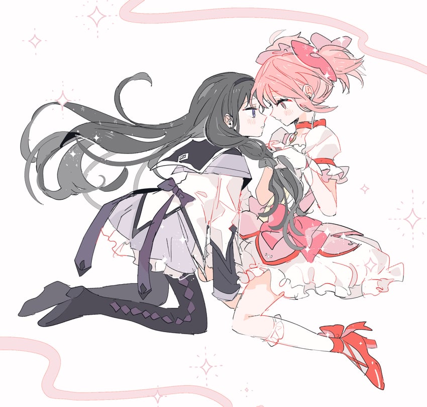 akemi homura and kaname madoka (mahou shoujo madoka magica) drawn by pipi_o_(pipioo08)