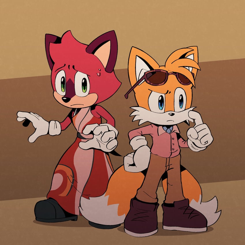 tails, barry the quokka, helen brand, and benoit blanc (sonic and 2 more) drawn by cooki_bob