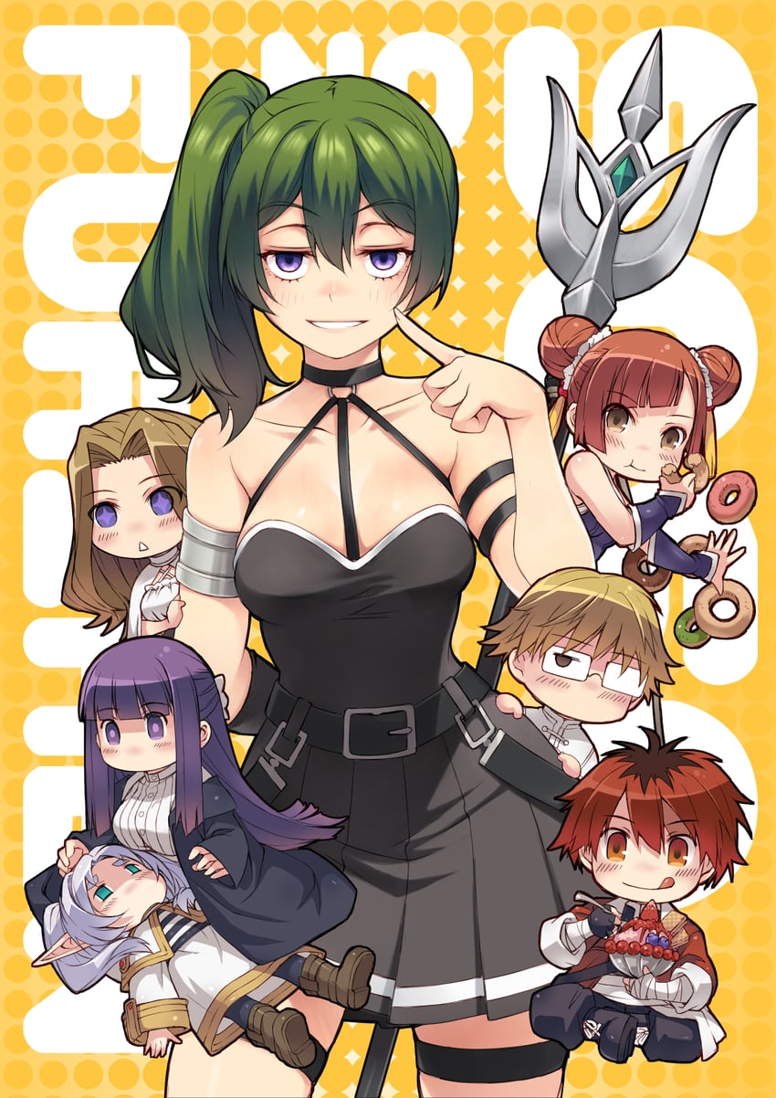 frieren, fern, ubel, stark, land, and 2 more (sousou no frieren) drawn by simelu