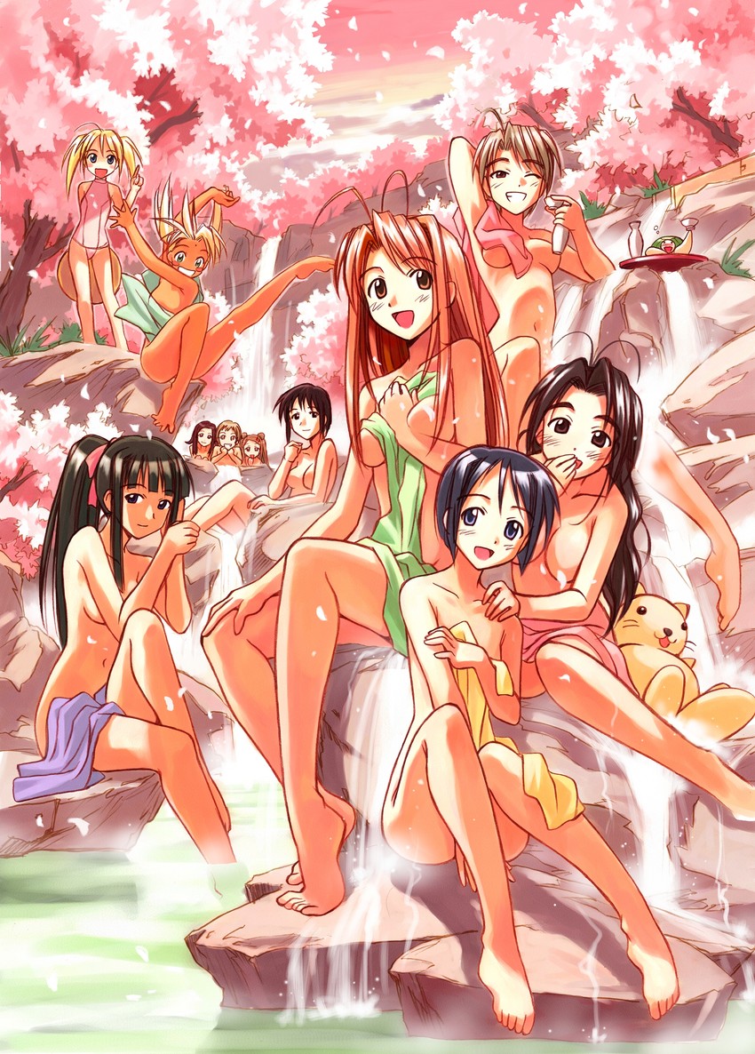 narusegawa naru, maehara shinobu, aoyama motoko, konno mitsune, kaolla su, and 5 more (love hina) drawn by akamatsu_ken