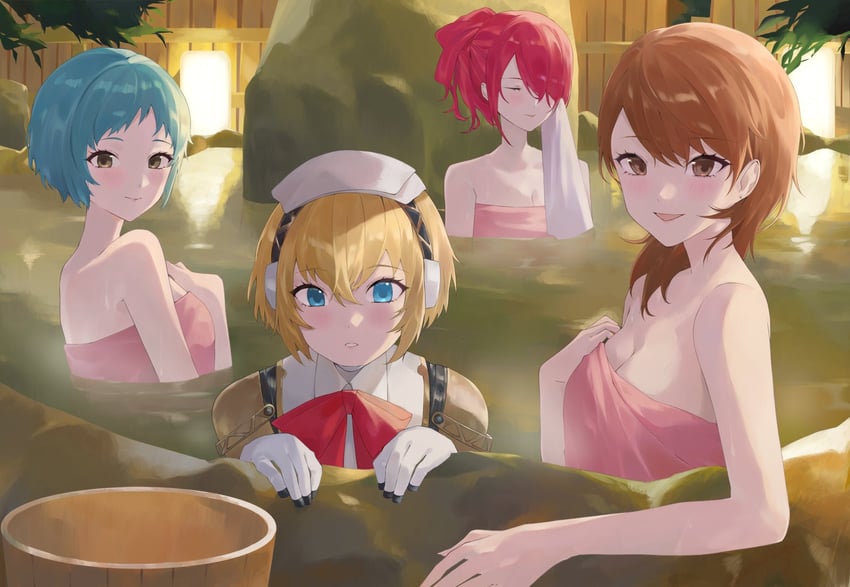 aigis, takeba yukari, kirijou mitsuru, and yamagishi fuuka (persona and 1 more) drawn by konchi_(63438789)