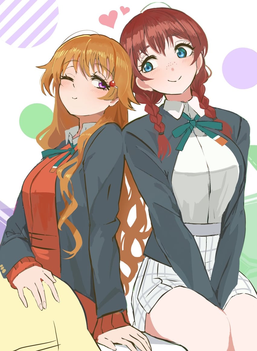 emma verde and konoe kanata (love live! and 1 more) drawn by monowe