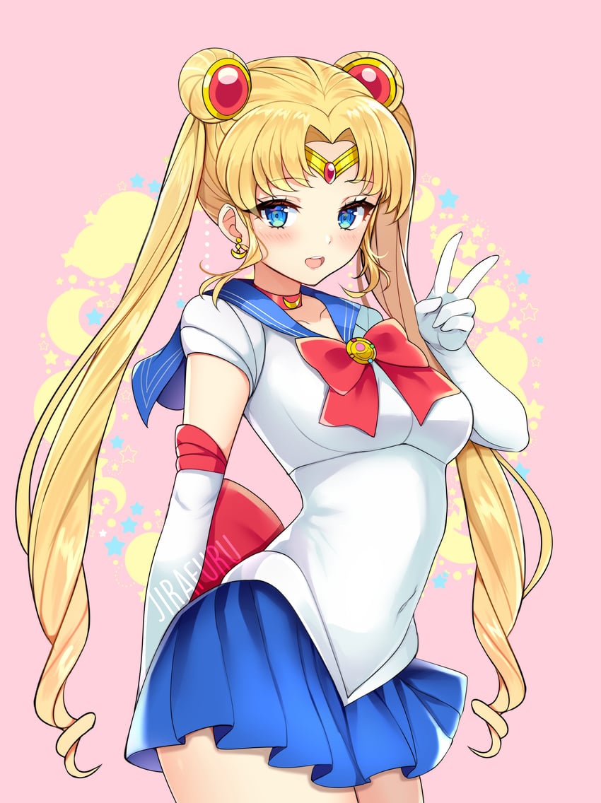 tsukino usagi and sailor moon (bishoujo senshi sailor moon) drawn by jirafuru