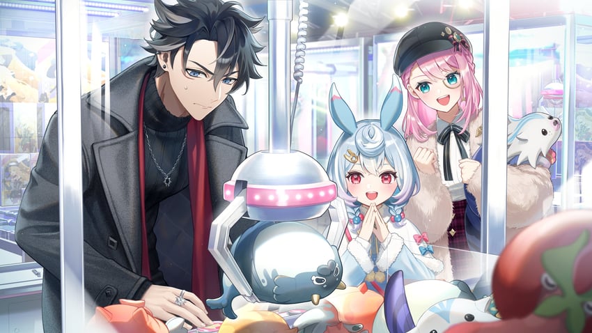 wriothesley, sigewinne, charlotte, leisurely otter, and blubberbeast (genshin impact) drawn by noes