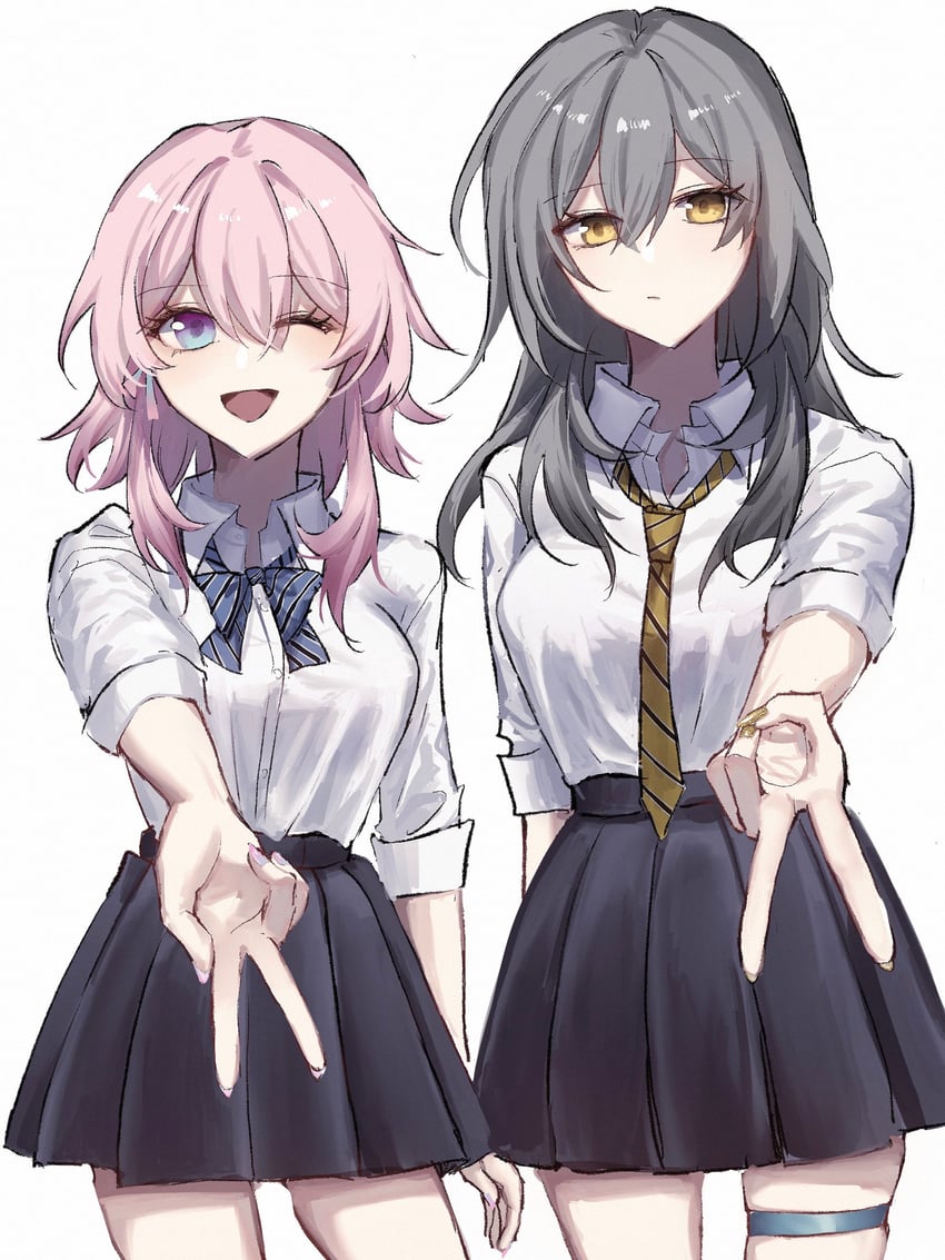 trailblazer, stelle, and march 7th (honkai and 1 more) drawn by yukomizawa