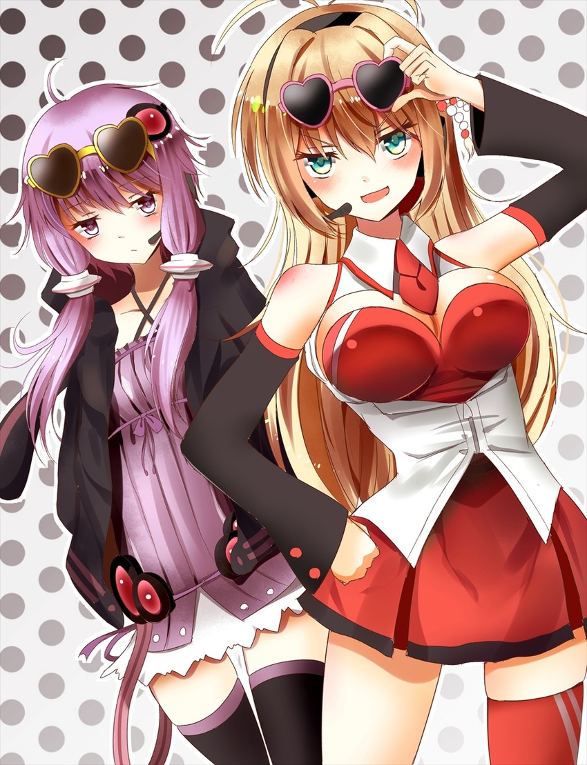 yuzuki yukari and tsurumaki maki (vocaloid and 1 more) drawn by indo_(mdtanaka2007)