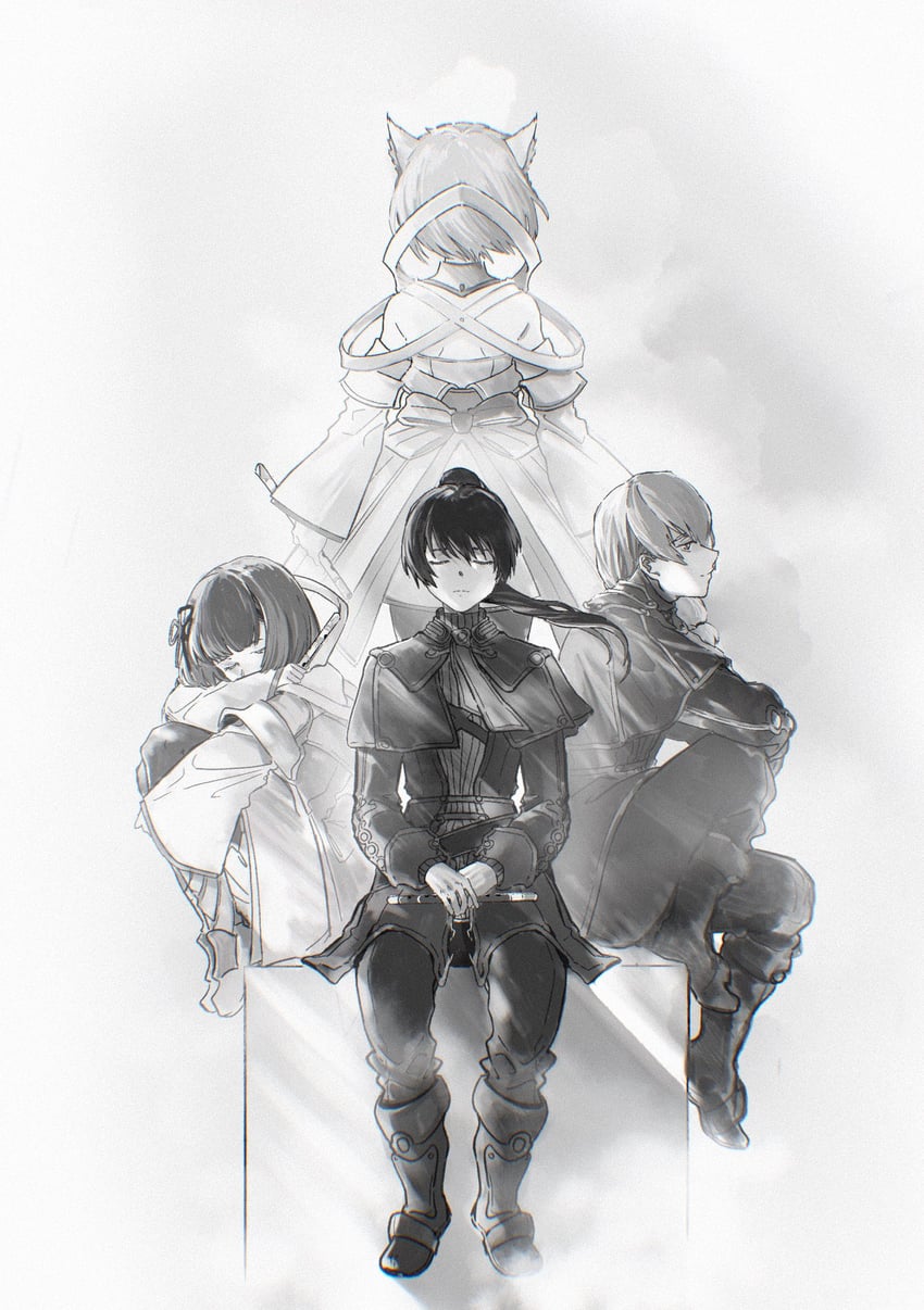 mio, noah, miyabi, and crys (xenoblade chronicles and 1 more) drawn by rourou_mirman