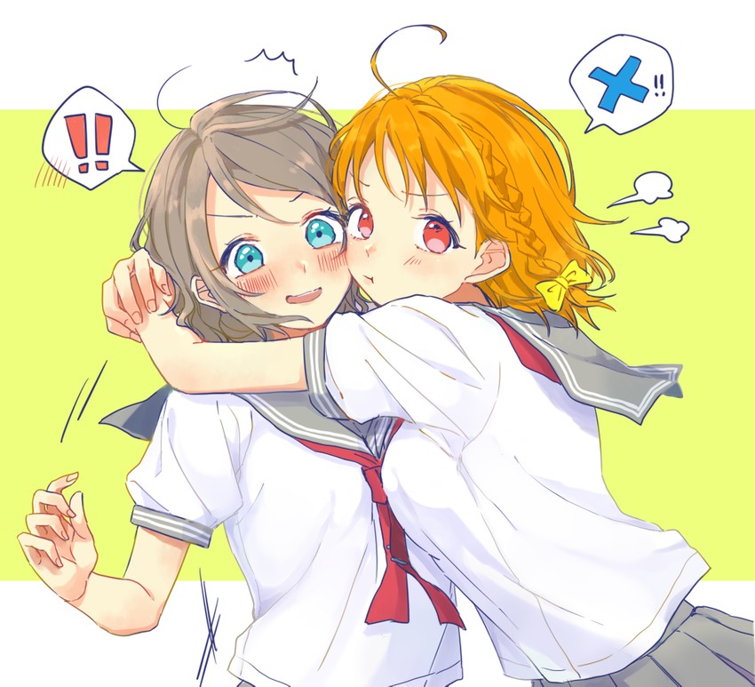 watanabe you and takami chika (love live! and 1 more) drawn by azuma_(no488888)