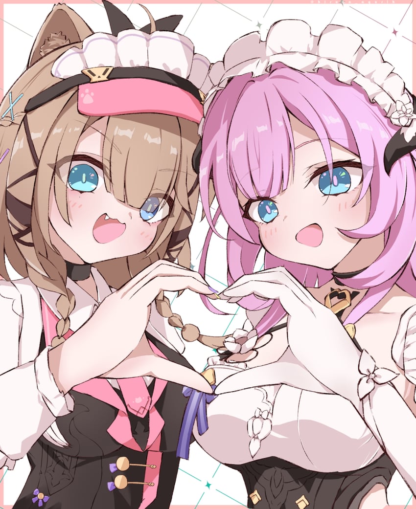 elysia and pardofelis (honkai and 1 more) drawn by hiruga_agurih