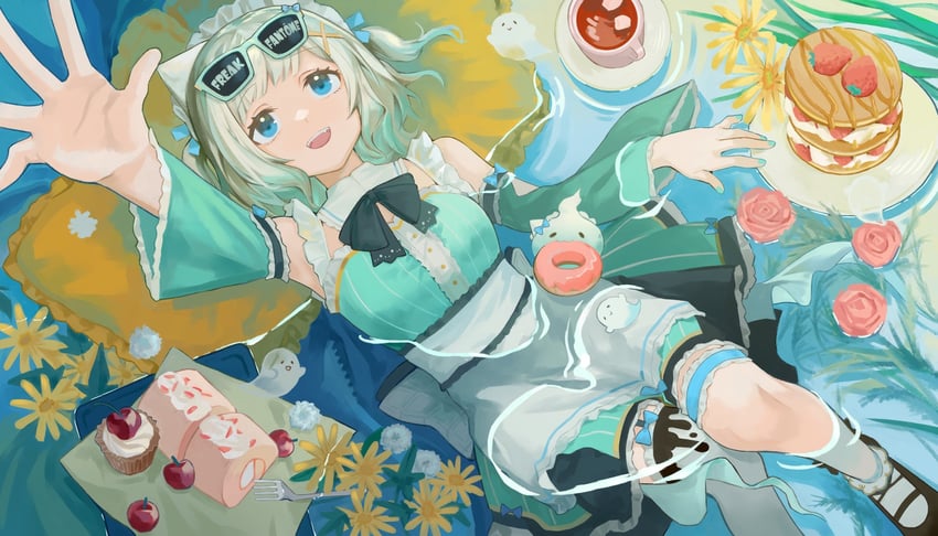 mint fantome and wisps (indie virtual youtuber) drawn by hoho