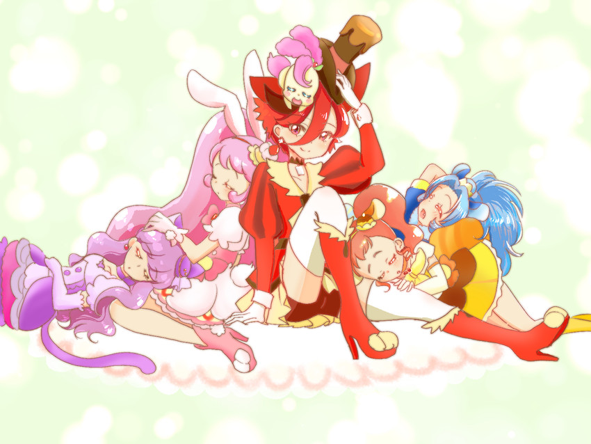 usami ichika, kotozume yukari, tategami aoi, kenjou akira, cure macaron, and 6 more (precure and 1 more) drawn by hatsutori_(aitoshinobuta)