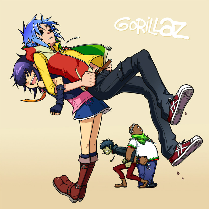 noodle, stuart pot, murdoc niccals, and russel hobbs (gorillaz) drawn by ko-on_(ningen_zoo)