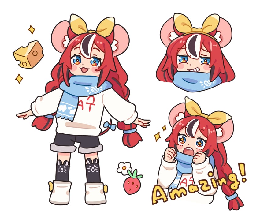 hakos baelz and strawberry baelz (hololive and 1 more) drawn by uzumaki_osushi
