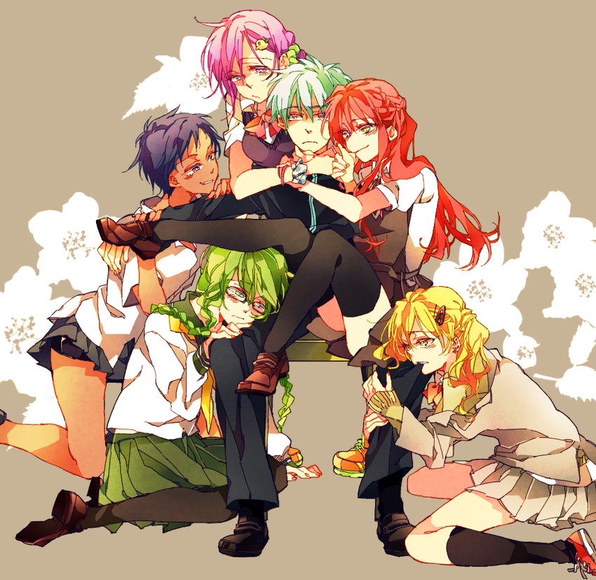 kuroko tetsuya, aomine daiki, kise ryouta, akashi seijuurou, midorima shintarou, and 1 more (kuroko no basuke) drawn by jaguchi_(bbbing)