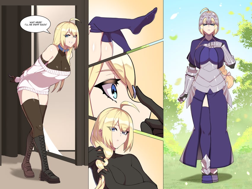 jeanne d'arc and kyro sora (original and 2 more) drawn by hyperbudd