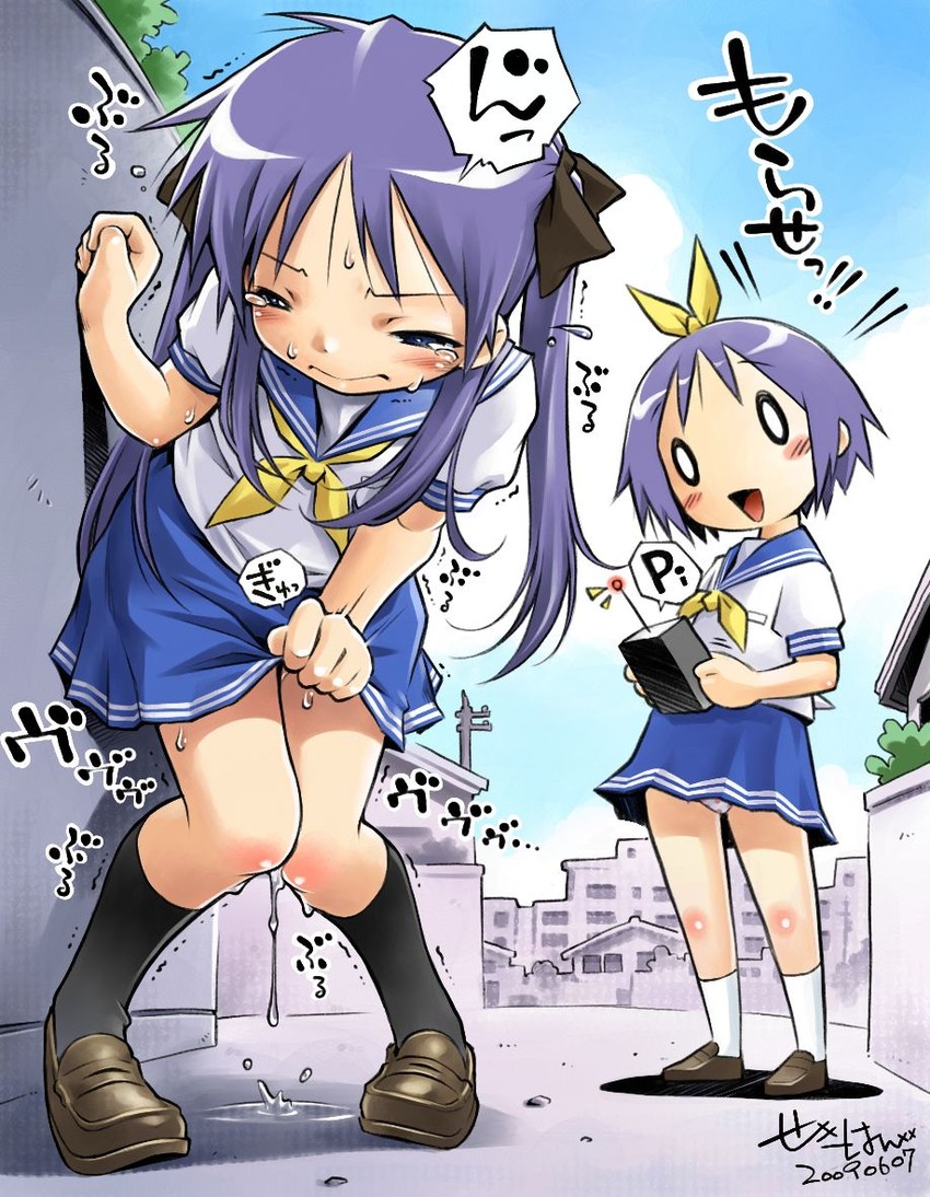 hiiragi kagami and hiiragi tsukasa (lucky star) drawn by sekihan