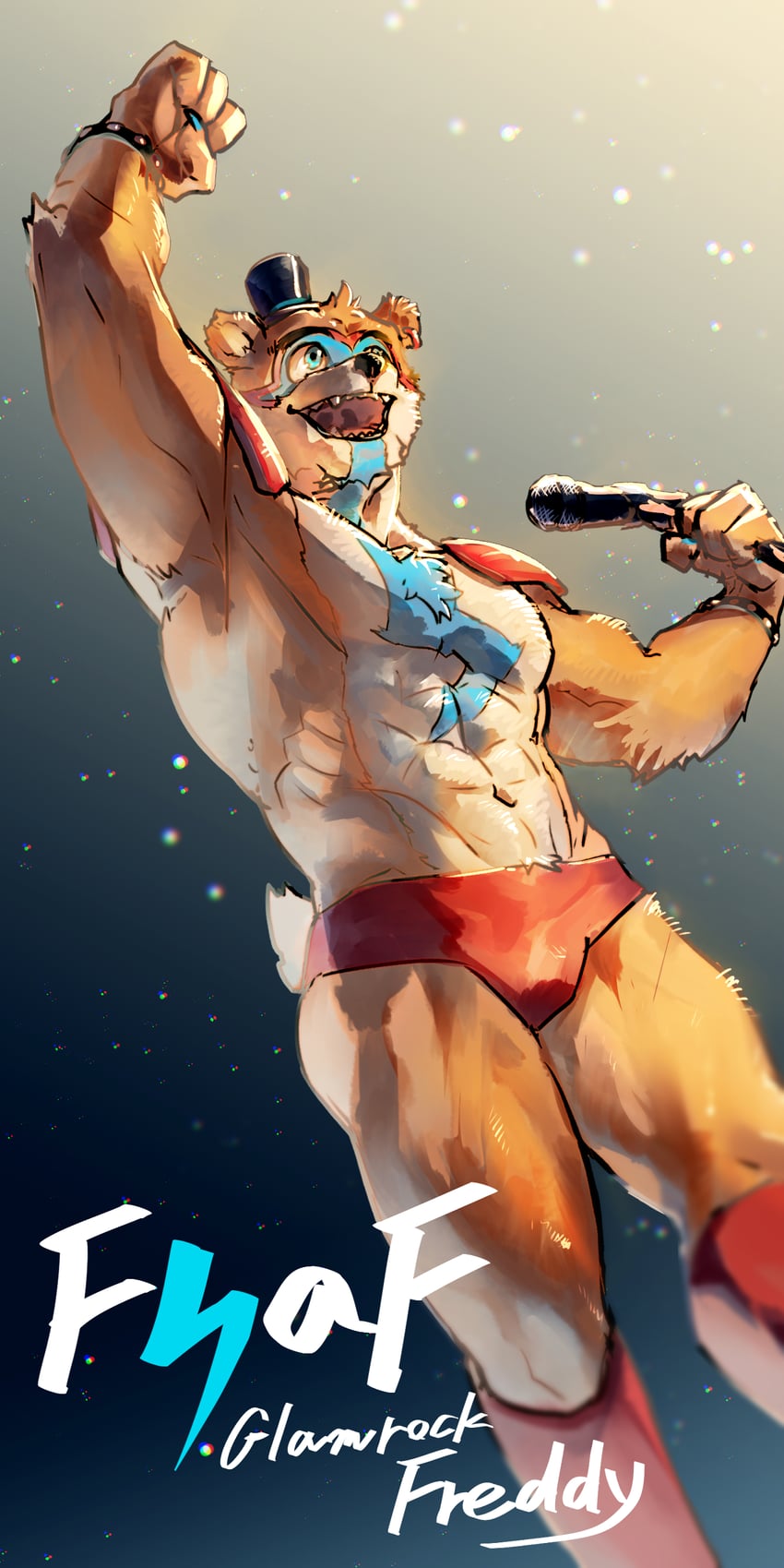 freddy fazbear and glamrock freddy (five nights at freddy's and 1 more) drawn by p!k@ru