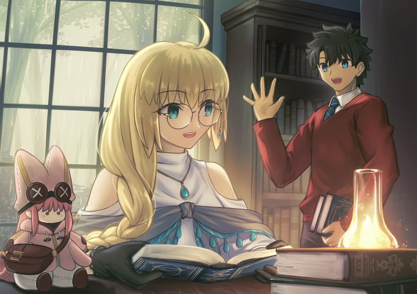 fujimaru ritsuka, aesc, and habetrot (fate and 1 more) drawn by shoori_(migiha)