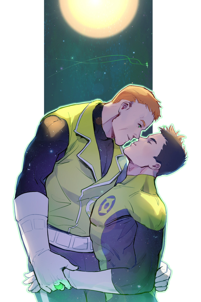 green lantern, kyle rayner, and guy gardner (dc comics and 1 more) drawn by pevi
