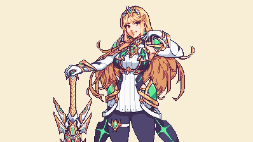 mythra (xenoblade chronicles and 1 more) drawn by buskhusker