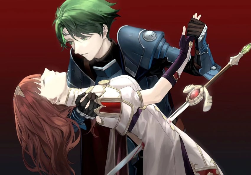 celica and alm (fire emblem and 1 more) drawn by mik_blamike