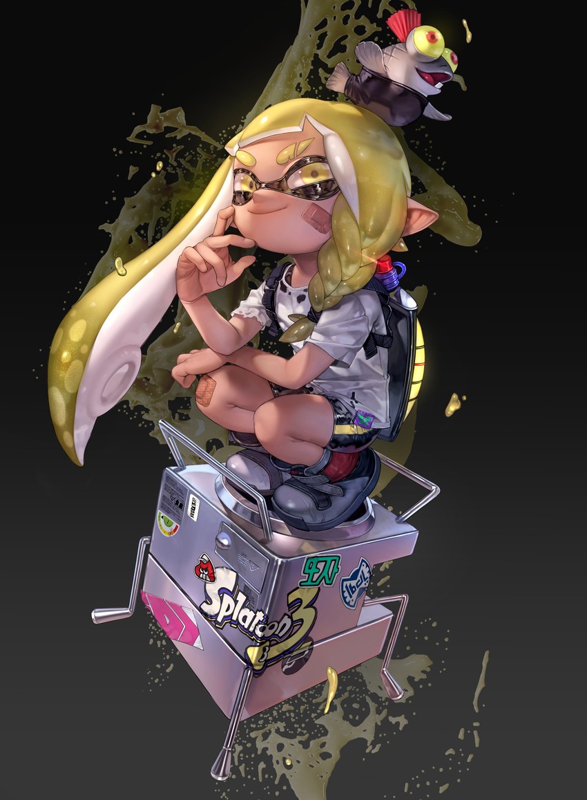 inkling player character, inkling girl, smallfry, and veronika (splatoon and 1 more) drawn by tto_ja