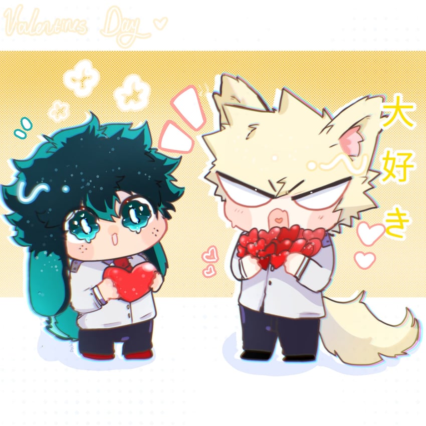 midoriya izuku and bakugou katsuki (boku no hero academia) drawn by pochitaart