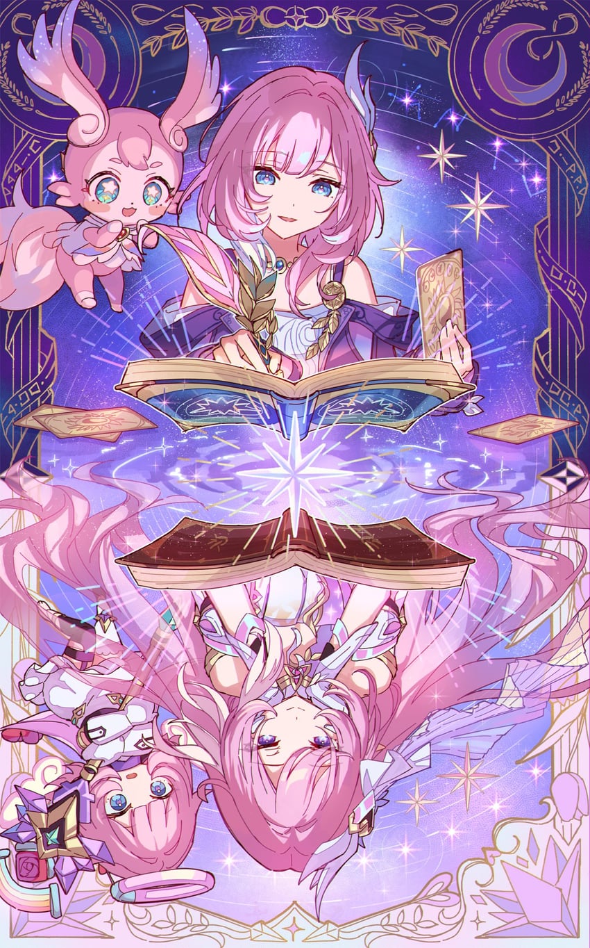 elysia, cyrene, mem, inoue marina, elf elysia, and 1 more (honkai and 2 more) drawn by papipiko