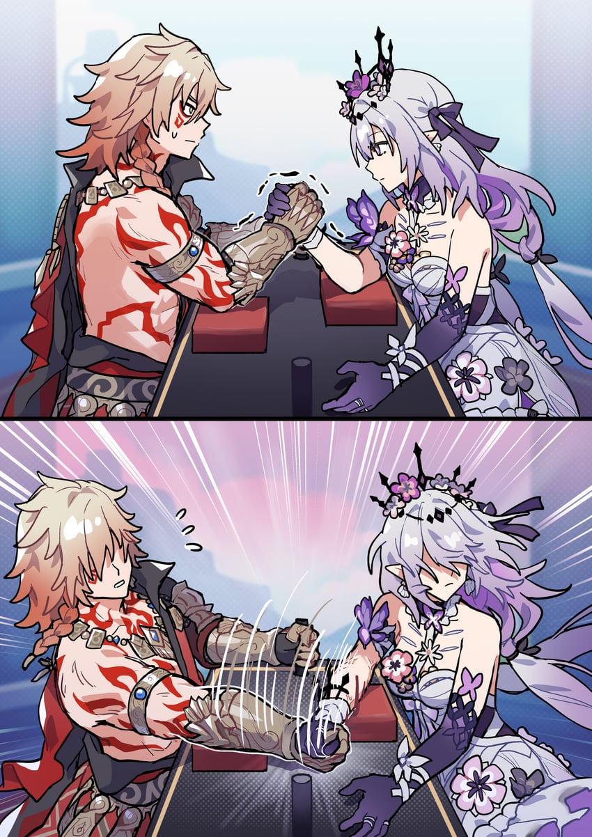 castorice and mydei (honkai and 1 more) drawn by sakana_(fishchunk)