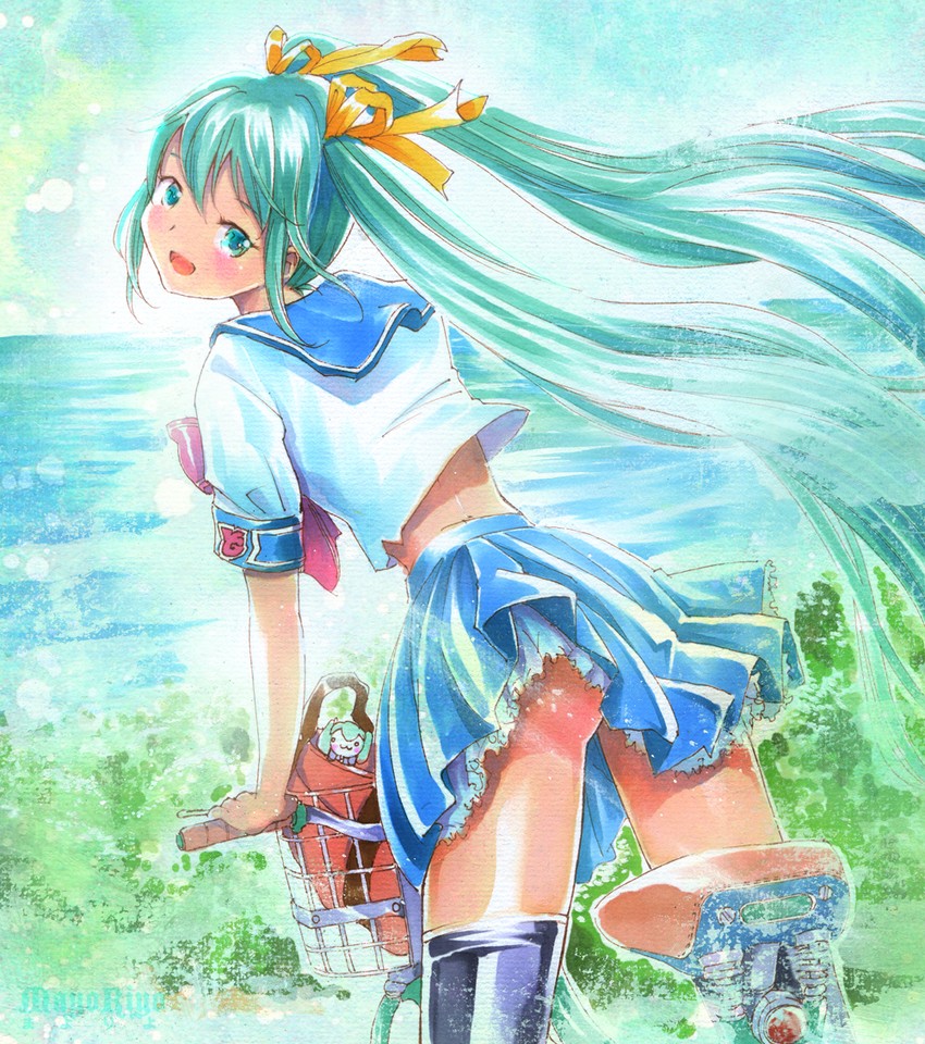hatsune miku and chibi miku (vocaloid) drawn by mayo_riyo