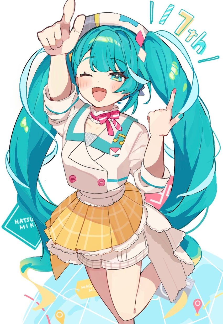 hatsune miku and magical mirai miku (vocaloid and 1 more) drawn by gomau_(gomadareeee_)