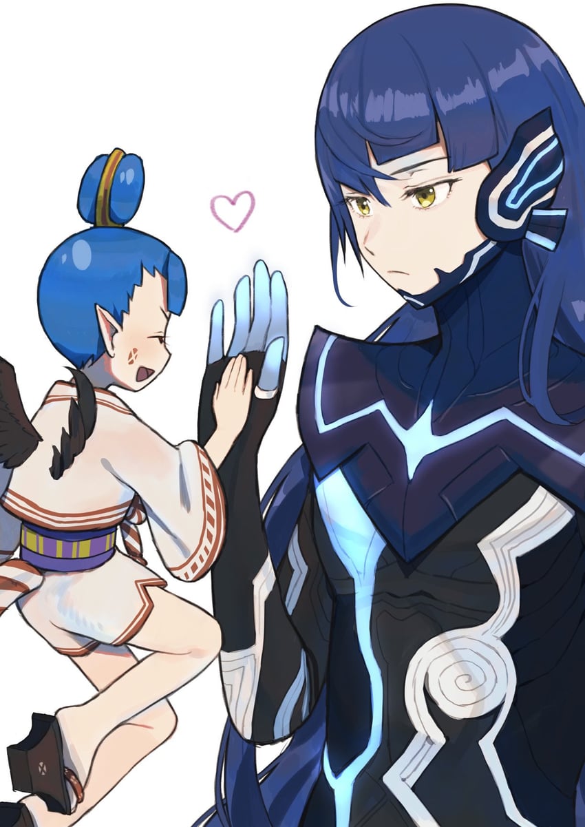 protagonist and amanozako (shin megami tensei and 1 more) drawn by donbee937