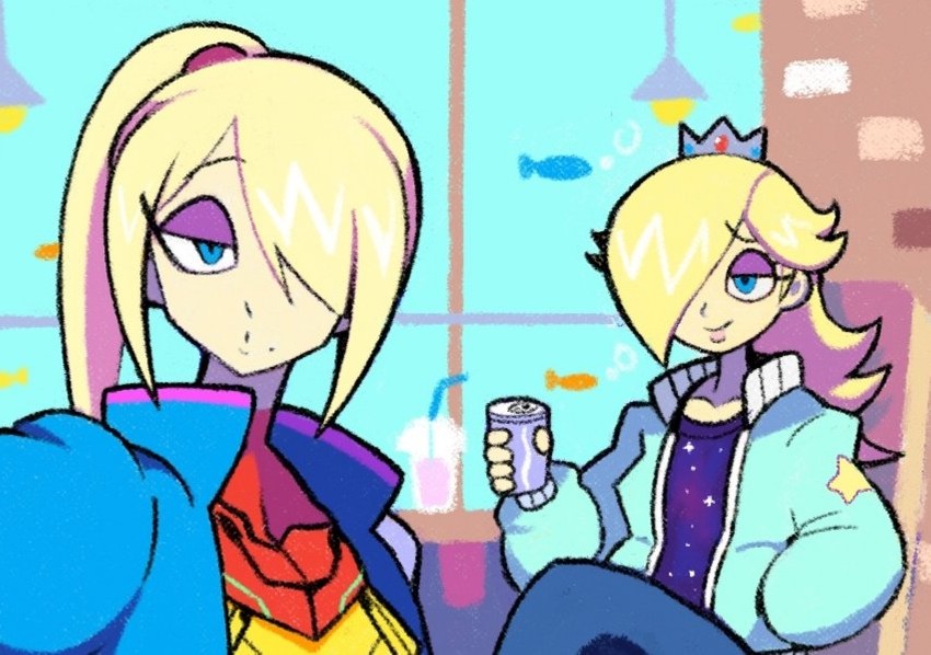 samus aran and rosalina (mario and 3 more) drawn by denaseey