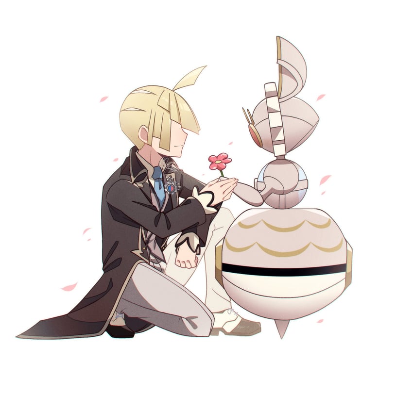 gladion and magearna (pokemon and 1 more) drawn by mocacoffee_1001