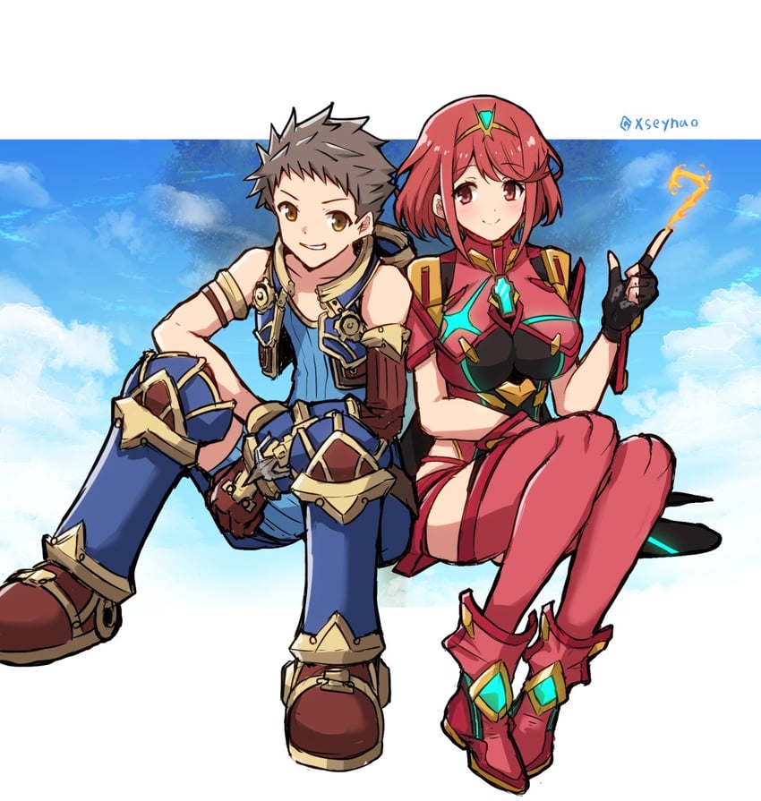 pyra and rex (xenoblade chronicles and 1 more) drawn by mochimochi_(xseynao)