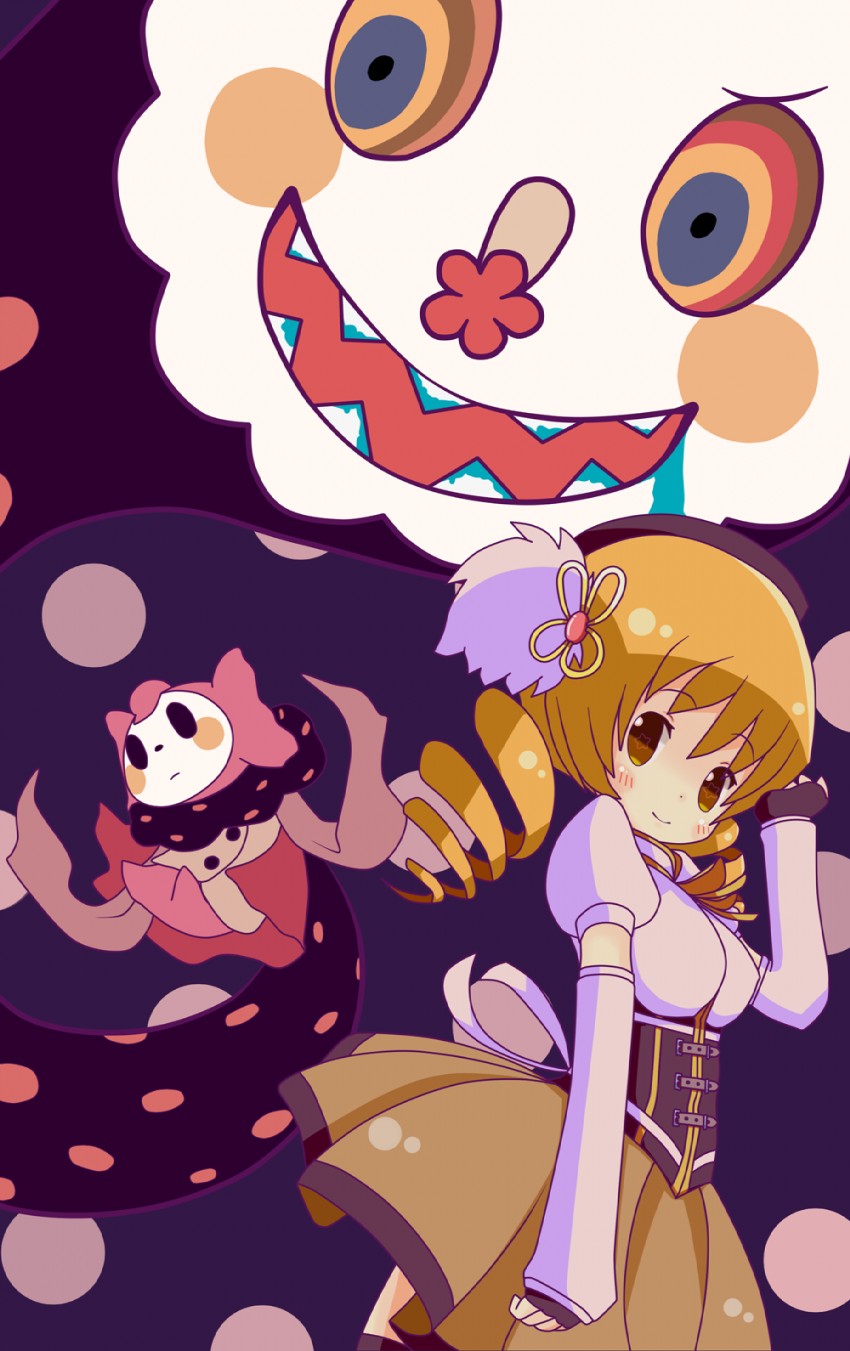 tomoe mami and charlotte (mahou shoujo madoka magica) drawn by uniko_(pixiv4423)